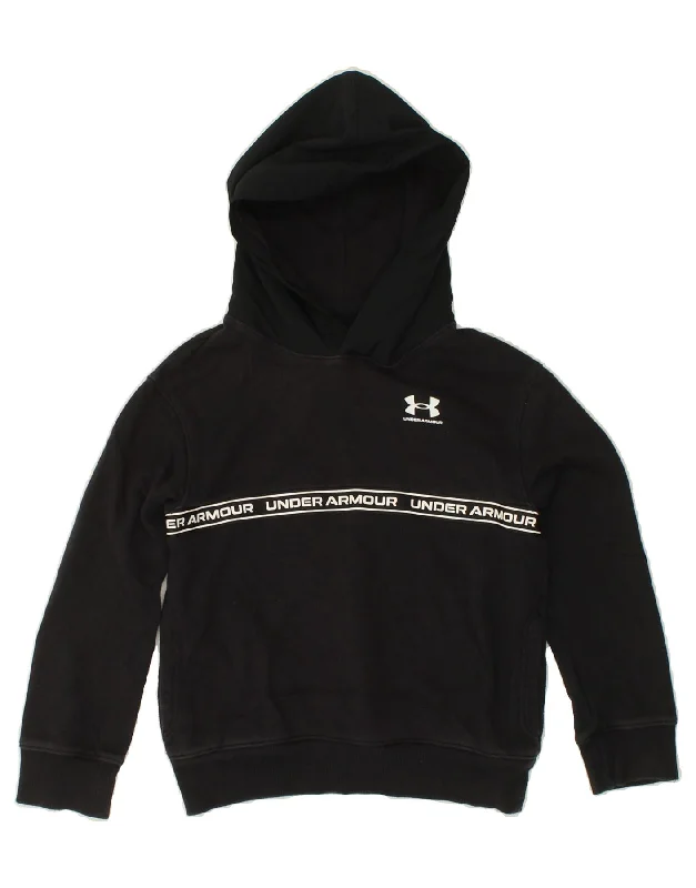 men's hoodie for daily wear -UNDER ARMOUR Boys Graphic Hoodie Jumper 7-8 Years Small  Black Cotton