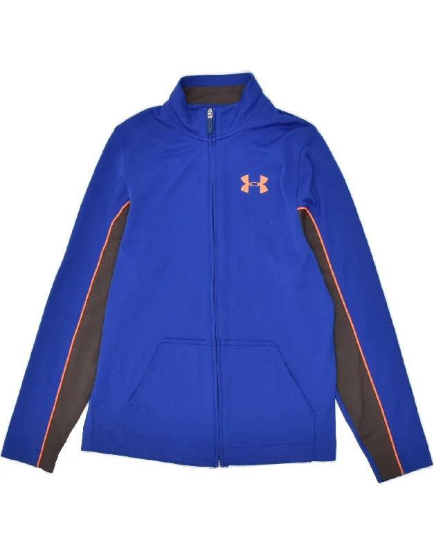 men's softshell jackets -UNDER ARMOUR Boys Graphic Tracksuit Top Jacket 11-12 Years Large Blue