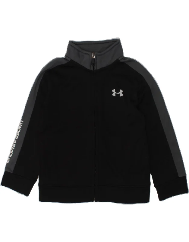 men's lightweight windbreakers -UNDER ARMOUR Boys Graphic Tracksuit Top Jacket 2-3 Years Black Colourblock