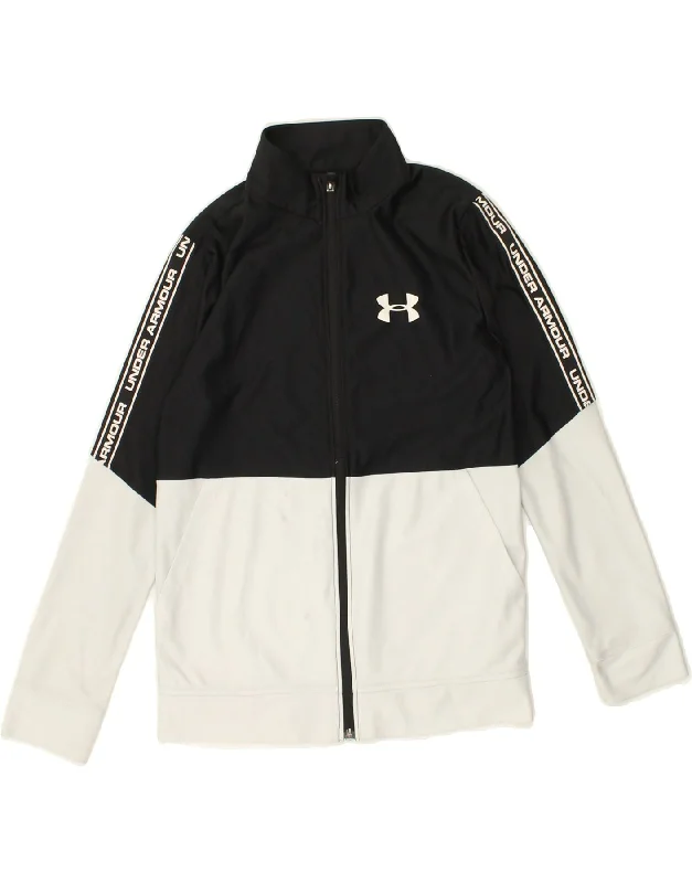 men's travel jackets -UNDER ARMOUR Boys Graphic Tracksuit Top Jacket 9-10 Years Medium Grey