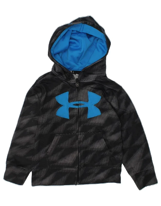 men's ribbed sweaters -UNDER ARMOUR Boys Graphic Zip Hoodie Sweater 3-4 Years Grey Camouflage