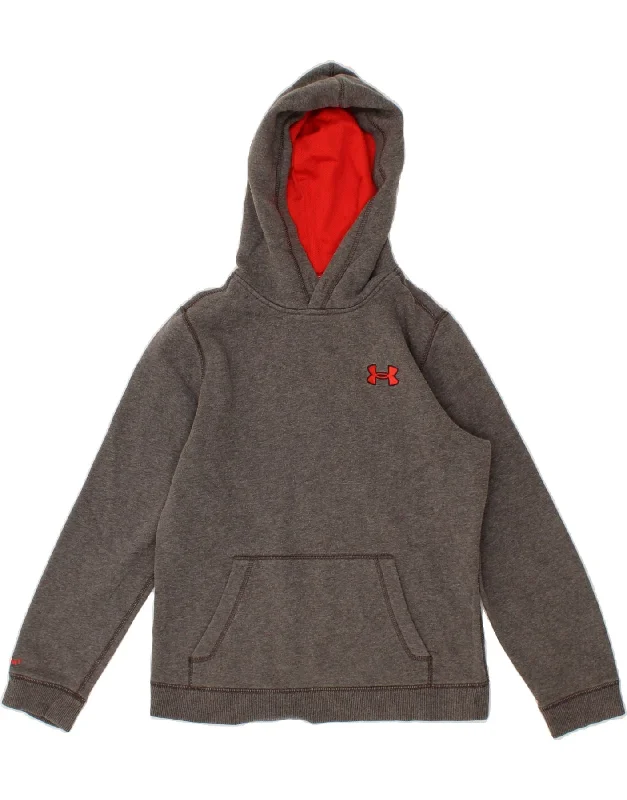 men's lightweight cotton hoodie -UNDER ARMOUR Boys Hoodie Jumper 9-10 Years Medium Grey Cotton