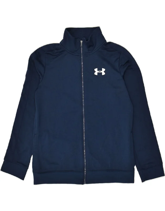 men's trench jackets for winter -UNDER ARMOUR Boys Tracksuit Top Jacket 11-12 Years Large Navy Blue