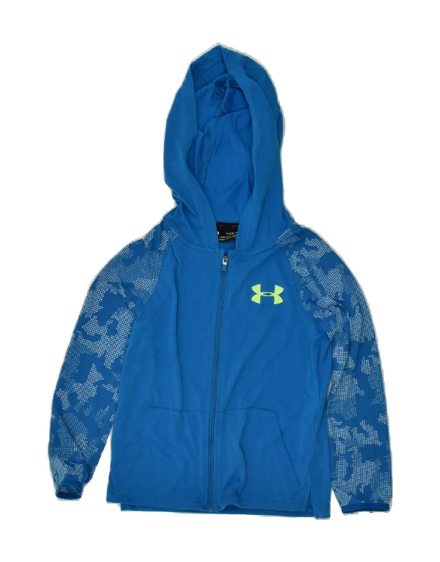 men's slim knit sweaters -UNDER ARMOUR Boys Zip Hoodie Sweater 6-7 Years XS Blue Polyester