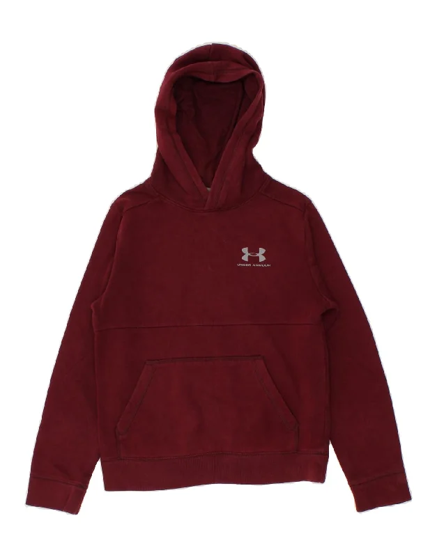 men's stylish fleece hoodies -UNDER ARMOUR Girls Cold Gear Hoodie Jumper 9-10 Years Medium Burgundy