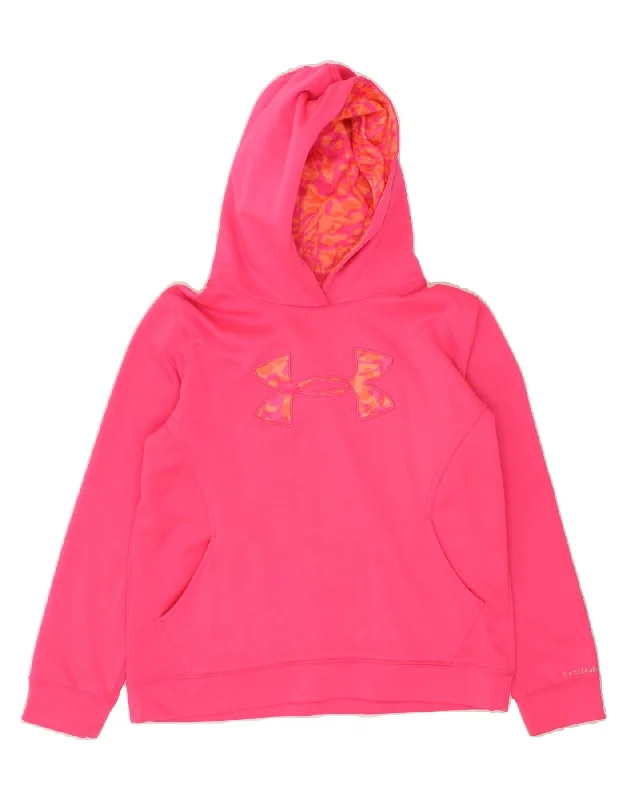 men's long sleeve hoodies -UNDER ARMOUR Girls Graphic Hoodie Jumper 13-14 Years XL Pink