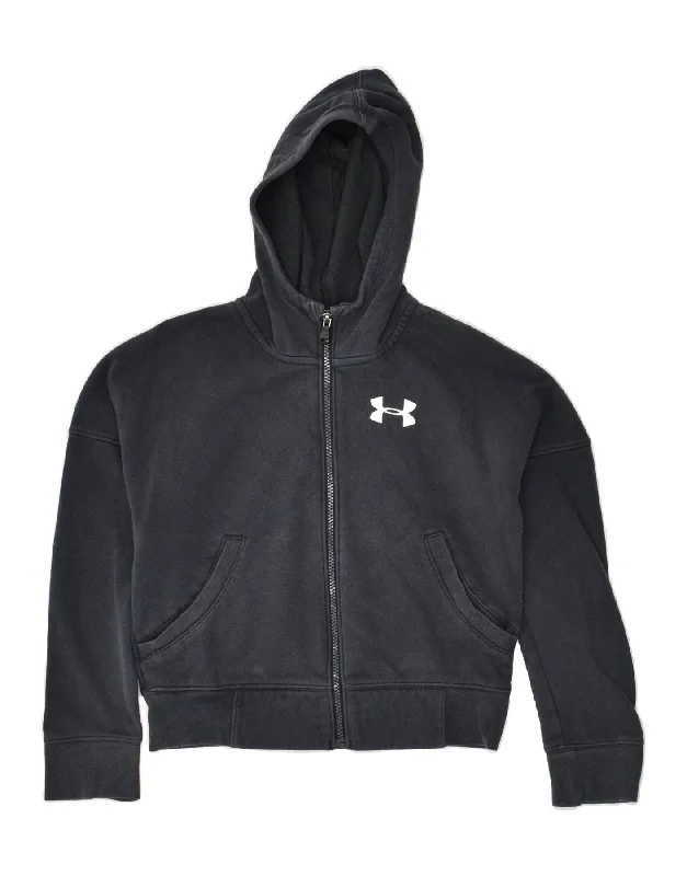 men's warm cardigans -UNDER ARMOUR Girls Graphic Zip Hoodie Sweater 13-14 Years Medium Navy Blue