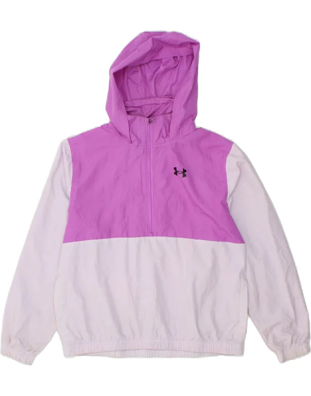 men's vintage jackets -UNDER ARMOUR Girls Pullover Windbreaker Jacket 15-16 Years Purple