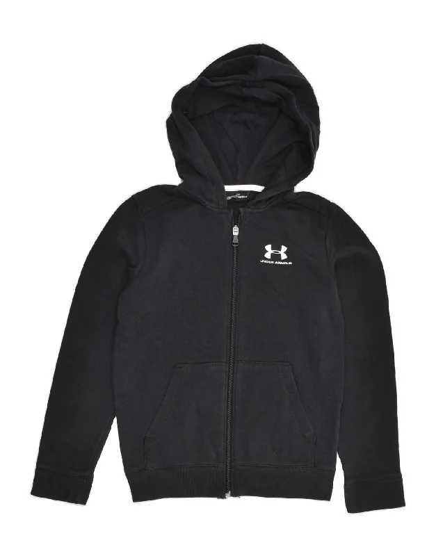 men's long sleeve cardigans -UNDER ARMOUR Girls Zip Hoodie Sweater 9-10 Years Medium Black