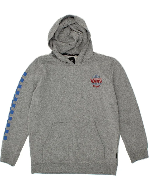 men's graphic hoodies for streetwear -VANS Boys Graphic Hoodie Jumper 12-13 Years XL Grey Cotton