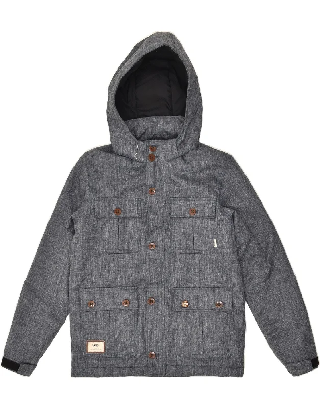 men's softshell jackets -VANS Boys Hooded Windbreaker Jacket 13-14 Years Medium Grey Polyester