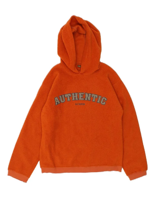 men's casual hoodies -VINTAGE Boys Graphic Fleece Hoodie Jumper 13-14 Years  Orange Polyester