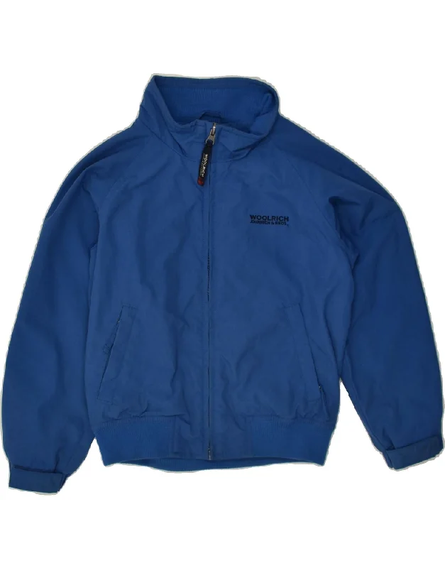 men's rain-resistant jackets -WOOLRICH Boys Bomber Jacket 5-6 Years Blue Nylon