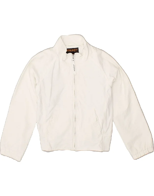 men's rugged jackets -WOOLRICH Boys Tracksuit Top Jacket 9-10 Years White Polyester