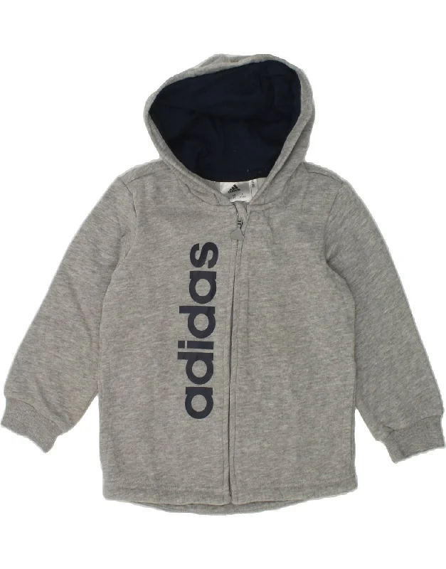 men's casual sweaters -ADIDAS Baby Boys Graphic Zip Hoodie Sweater 18-24 Months Grey