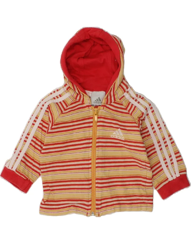 men's cashmere sweaters -ADIDAS Baby Girls Zip Hoodie Sweater 0-3 Months Yellow Striped Cotton