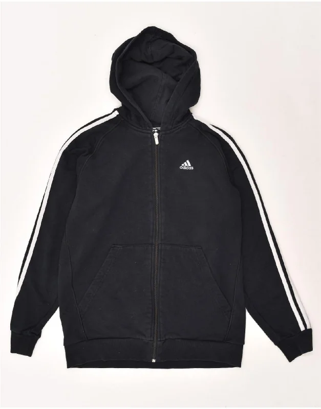 men's lightweight cardigans -ADIDAS Boys Zip Hoodie Sweater 15-16 Years Black Cotton