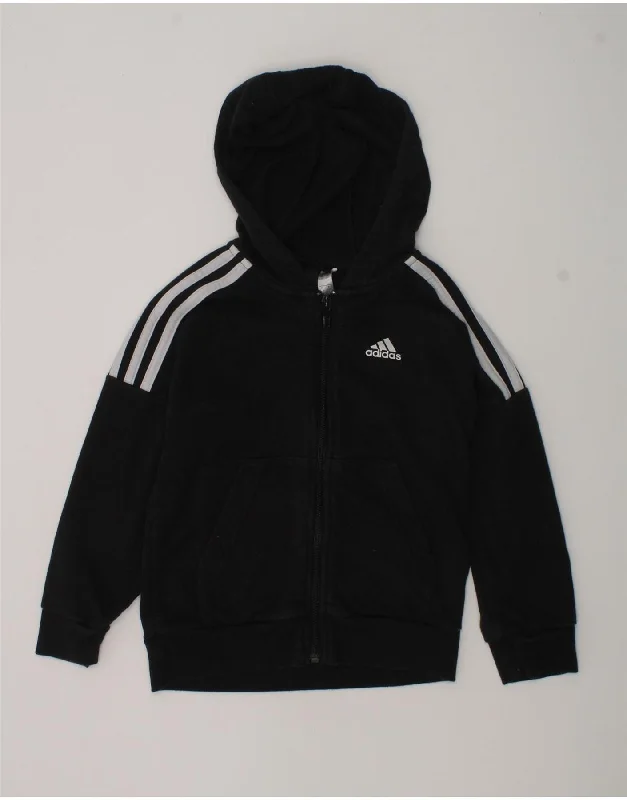 men's oversized sweaters -ADIDAS Boys Zip Hoodie Sweater 5-6 Years Black Cotton