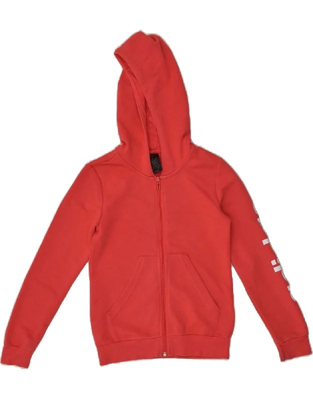 men's formal sweaters -ADIDAS Girls Graphic Zip Hoodie Sweater 9-10 Years Red Cotton