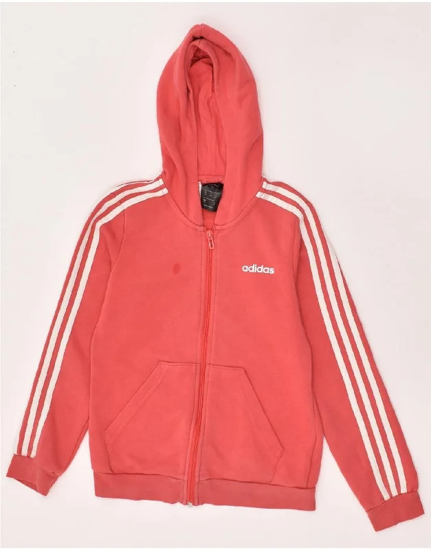 men's versatile sweaters -ADIDAS Girls Zip Hoodie Sweater 11-12 Years Red Cotton