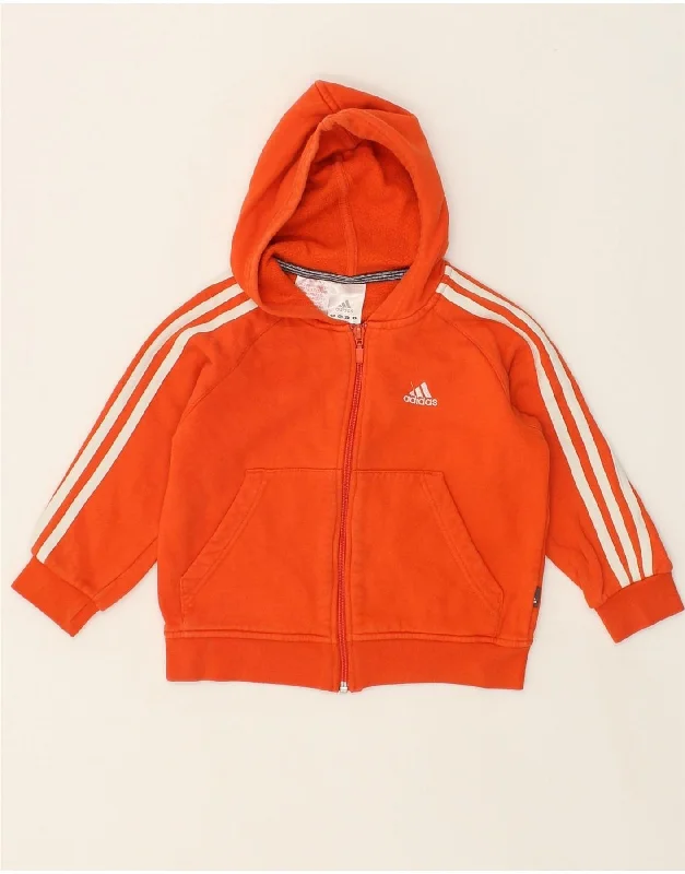 men's fitted sweaters -ADIDAS Girls Zip Hoodie Sweater 4-5 Years Orange Cotton