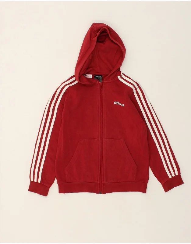 men's warm knit sweaters -ADIDAS Girls Zip Hoodie Sweater 9-10 Years Red Cotton