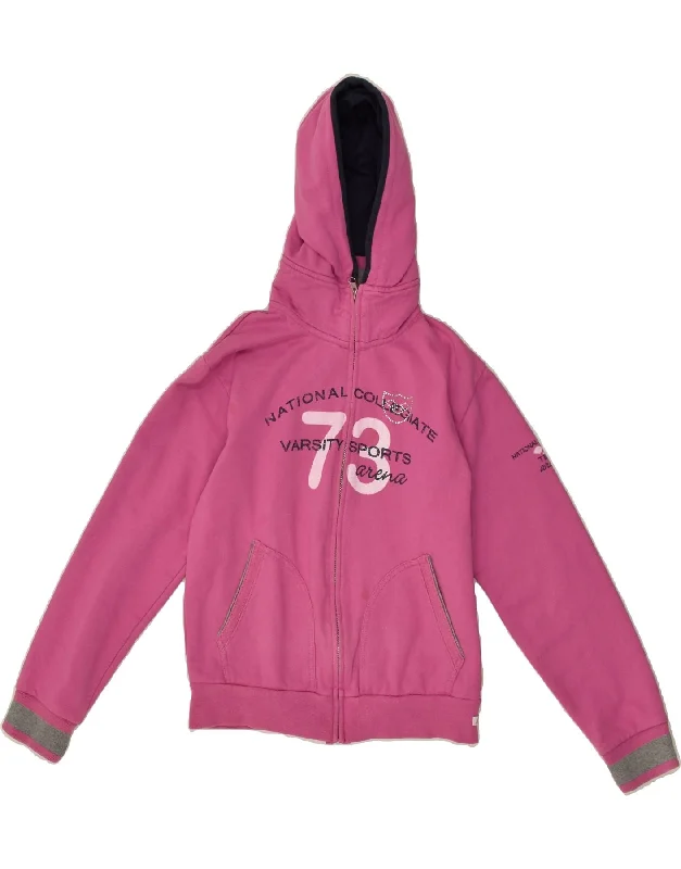 men's chunky sweaters -ARENA Girls Graphic Zip Hoodie Sweater 11-12 Years Pink Cotton