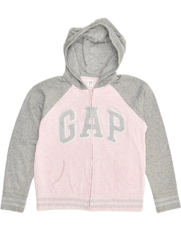 men's modern cardigan sweaters -GAP Girls Graphic Zip Hoodie Sweater 11-12 Years XL  Pink Colourblock