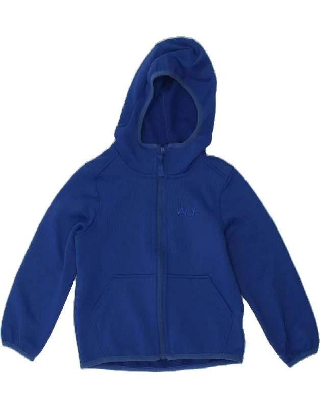 men's luxury knit sweaters -JACK WOLFSKIN Boys Zip Hoodie Sweater 5-6 Years Blue Polyester