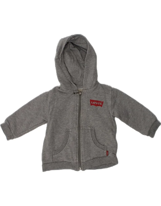 men's thick cardigans -LEVI'S Baby Boys Zip Hoodie Sweater 12-18 Months Grey Cotton