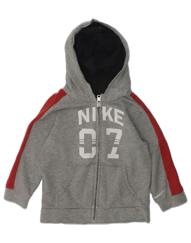 men's everyday sweaters -NIKE Baby Boys Graphic Zip Hoodie Sweater 12-18 Months Grey Cotton