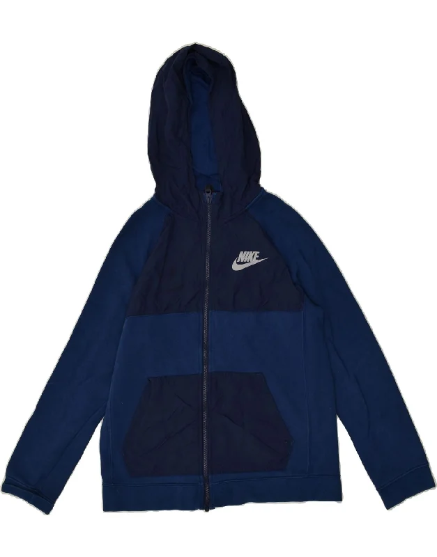 men's breathable sweaters -NIKE Boys Zip Hoodie Sweater 13-14 Years XL Blue Cotton