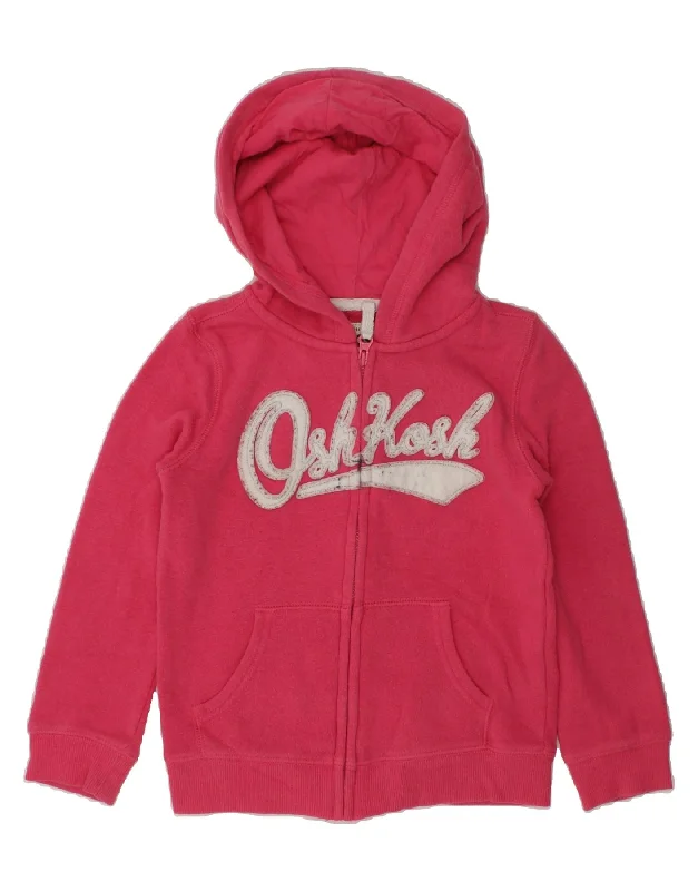 men's striped sweaters -OSH KOSH Girls Graphic Zip Hoodie Sweater 3-4 Years Pink Cotton