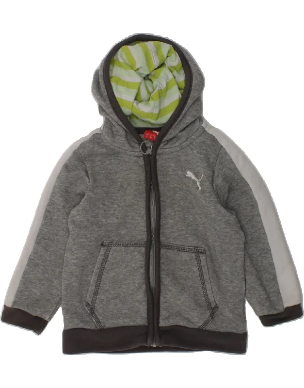 men's stylish sweaters -PUMA Baby Boys Zip Hoodie Sweater 9-12 Months Grey Cotton