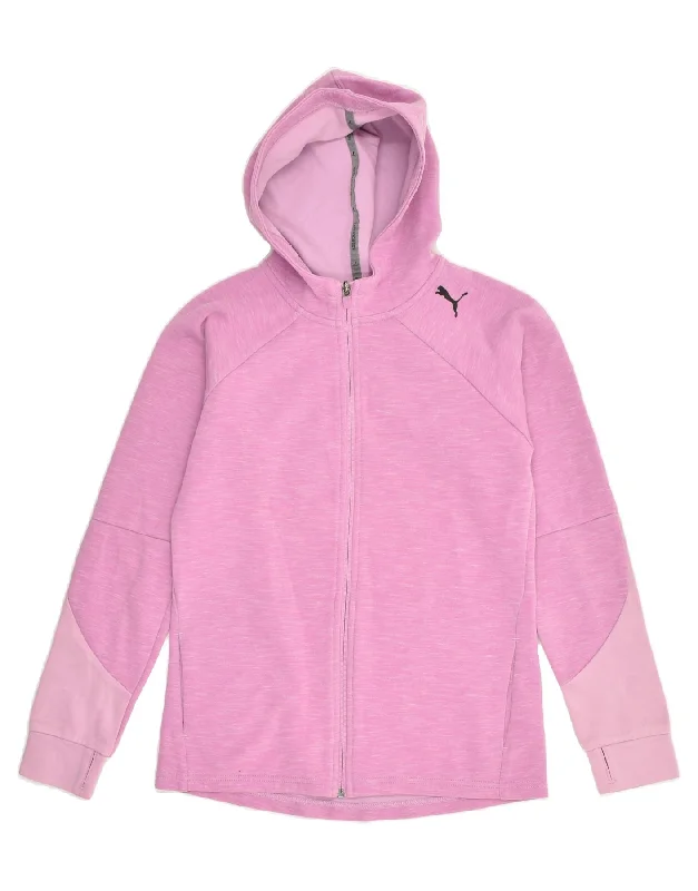 men's high-quality cashmere sweaters -PUMA Girls Zip Hoodie Sweater 13-14 Years Pink Cotton