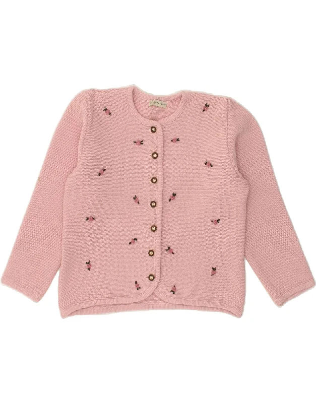 men's fashionable knitted sweaters -VINTAGE Girls Cardigan Sweater 13-14 Years Pink Floral