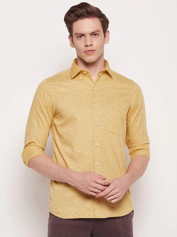 men's embroidered shirts -Men's Lemon Casual Ditsy Print Full Sleeve Shirt