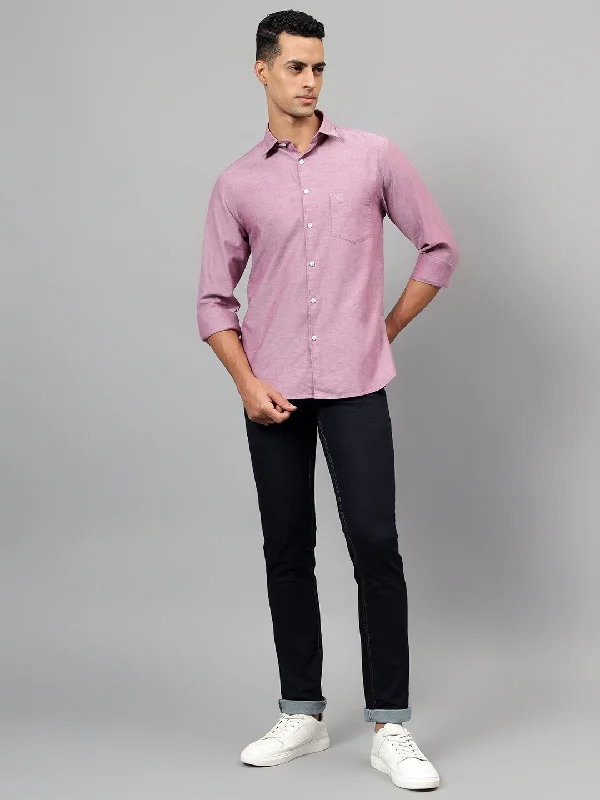 men's breathable button-up shirts -Men's Maroon Self Design Full Sleeves Casual Shirt