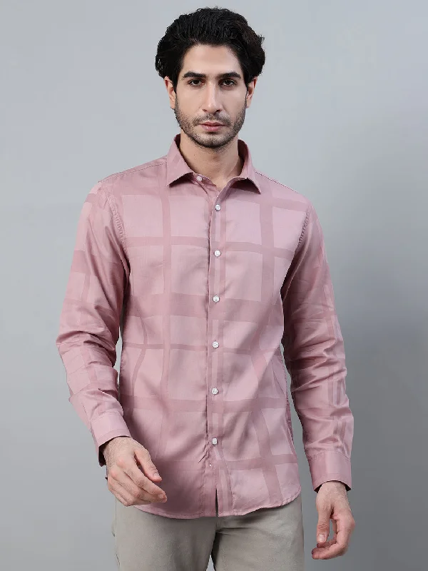 men's polo shirts -Men's Purple Printed Full Sleeve Casual Shirt