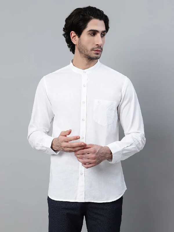 men's classic shirts -Men's White Solid Full Sleeve Casual Shirt